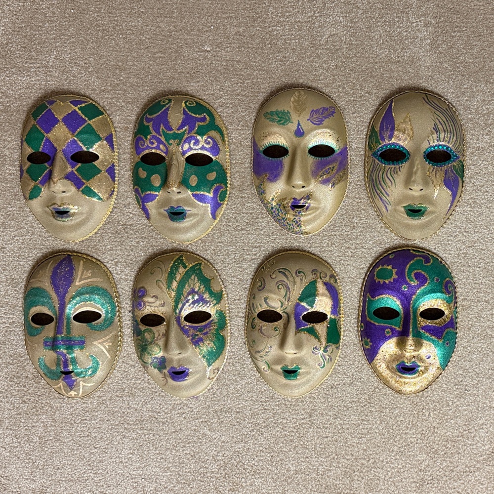 Vibrant Gold, Purple and Green Decorative Masks